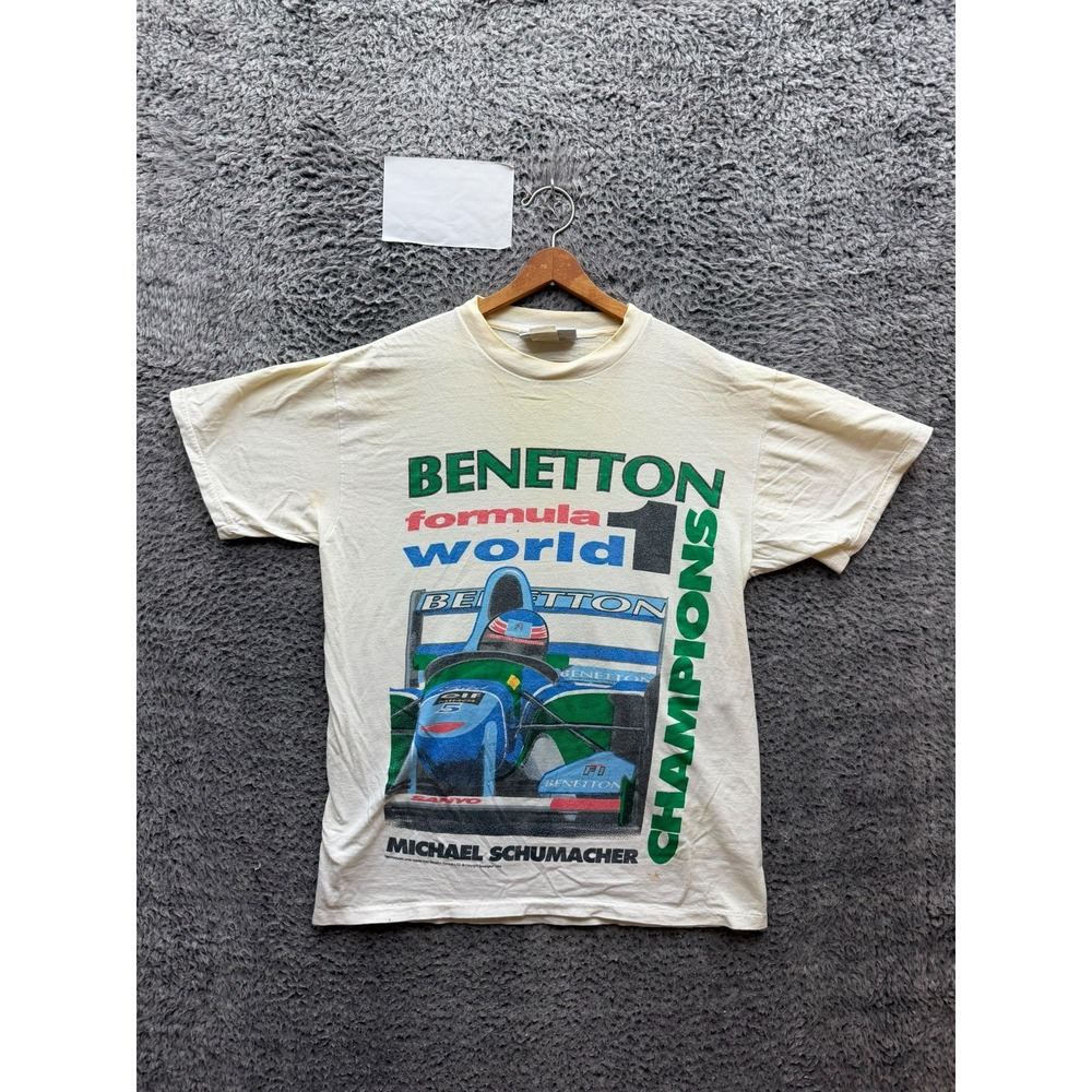 Vintage 1994 Benetton Formula 1 Michael Schumacher Graphic T-Shirt White Size L